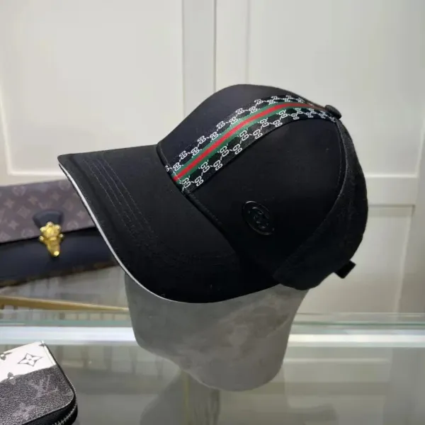 Gucci Web Stripe GG-Print Baseball Cap Black - 1
