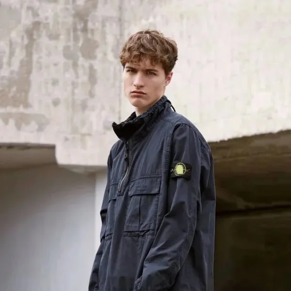 Stone Island Half-Zip Utility Jacket Blue Outerwear - 11