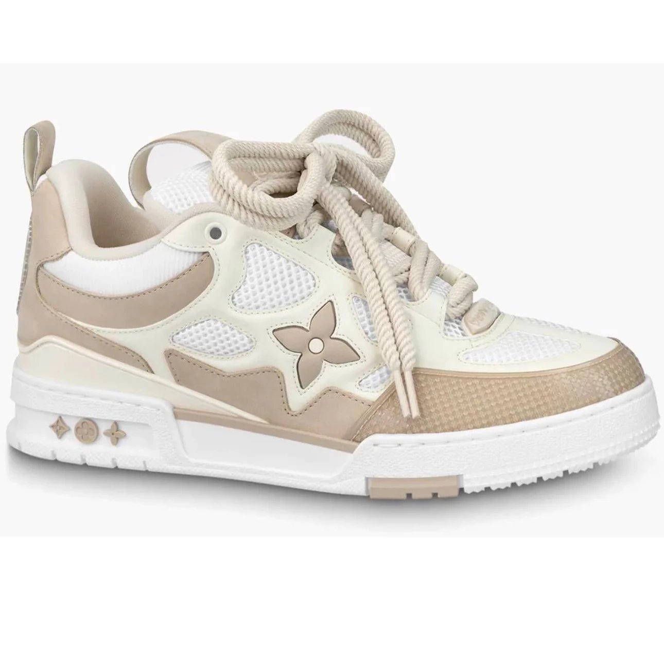 LV ice skates in beige