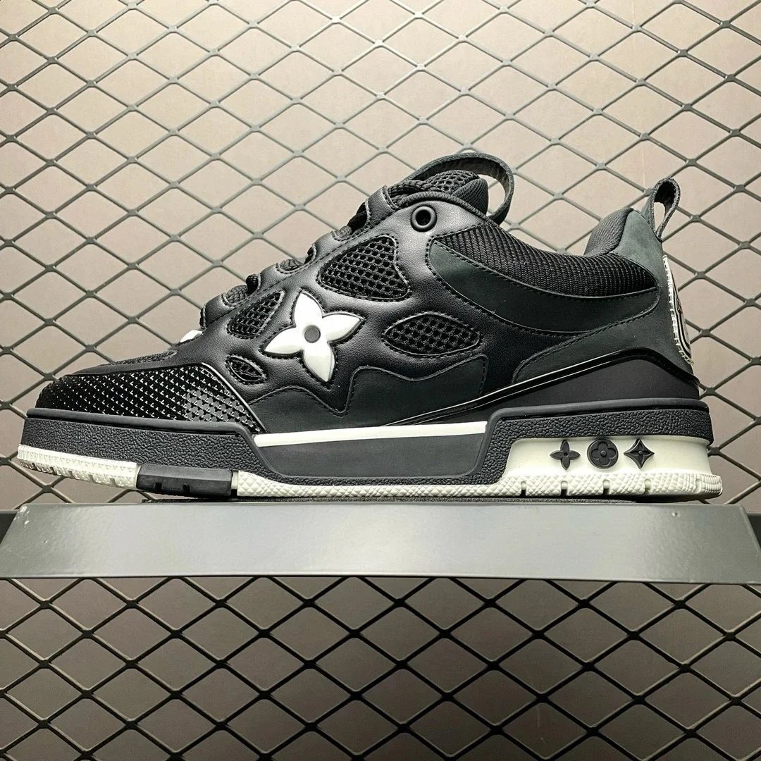 LV ice skates in black and white