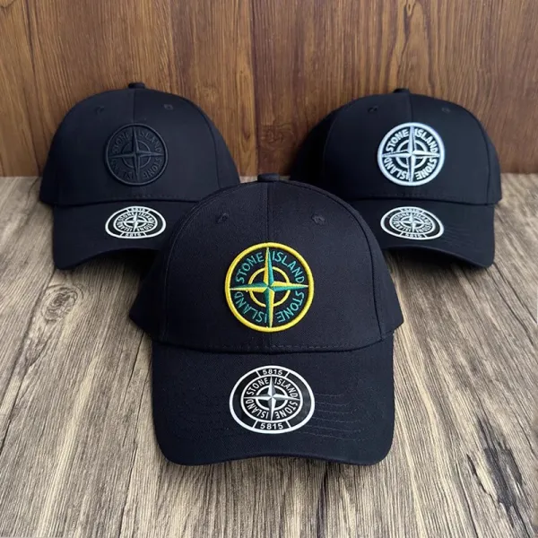 Stone Island 5815 Embroidered Compass Logo Baseball Cap Black - 3