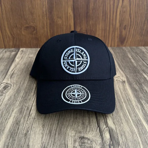 Stone Island Compass Logo Cap Black Baseball Cap - 1