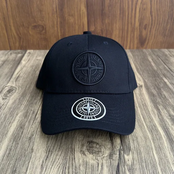Stone Island 5815 Embroidered Compass Logo Baseball Cap Black - 1