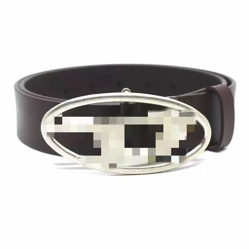 Black Genuine Leather Large D Matt Buckle