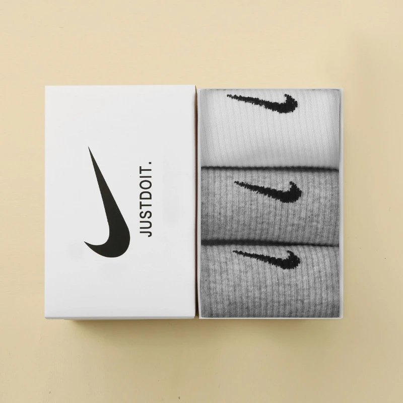 Nike Crew Socks Cotton White Grey