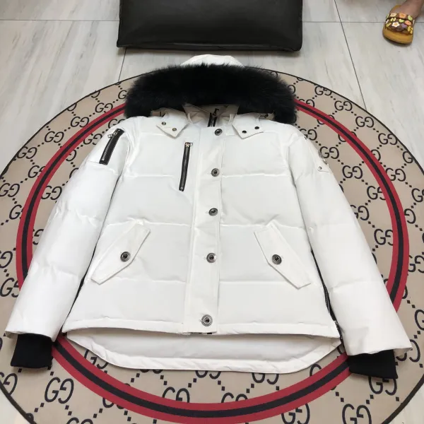 Canada Goose Expedition Parka White with Black Fur Trim Down Jacket - 1