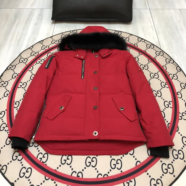 Gucci Down Jacket Red with Fur Trim Parka - 1