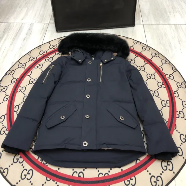Gucci Down Jacket Navy with Fur Trim Parka - 1