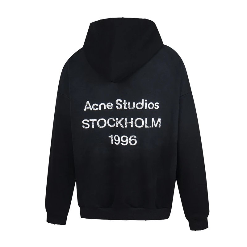 Insomnia Aesthetic AC Style Minimalist Classic Letter Print Smudge Distressed Loose-Fit Unisex Fleece Hoodie - IK