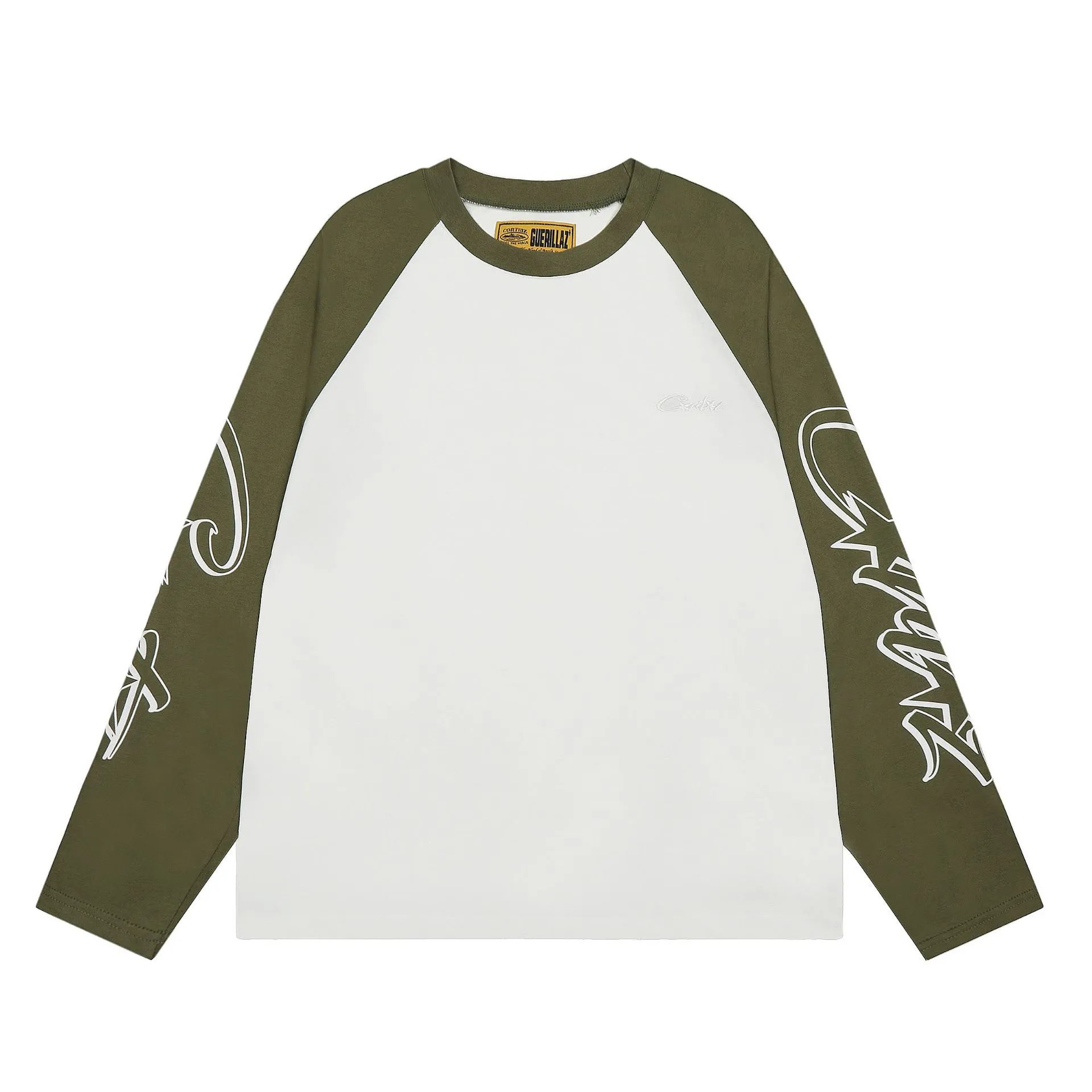 Corteiz Script Logo Raglan Sweatshirt White Olive