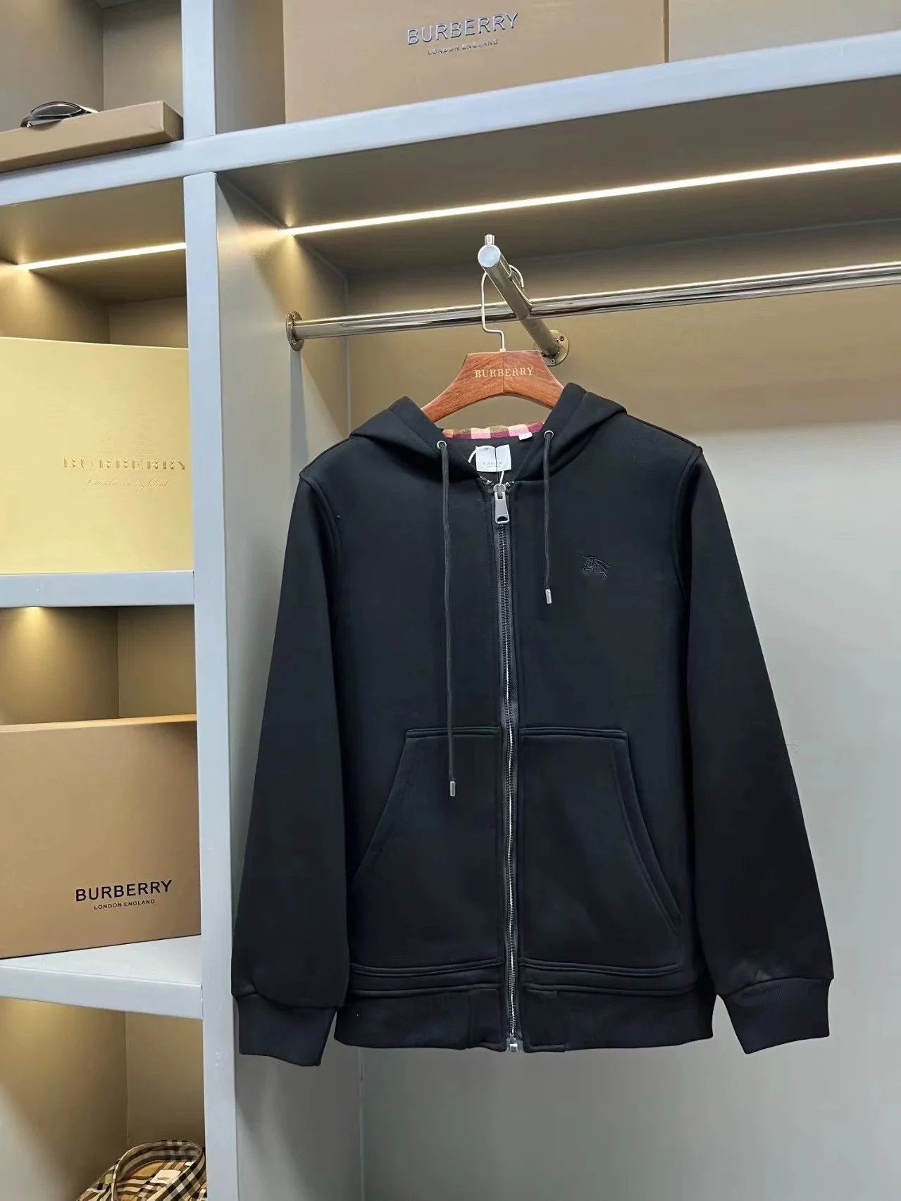 Burberry Hoodies & Sweatshirts Check-lined zip-up hoodie — Zip-up hoodie -9