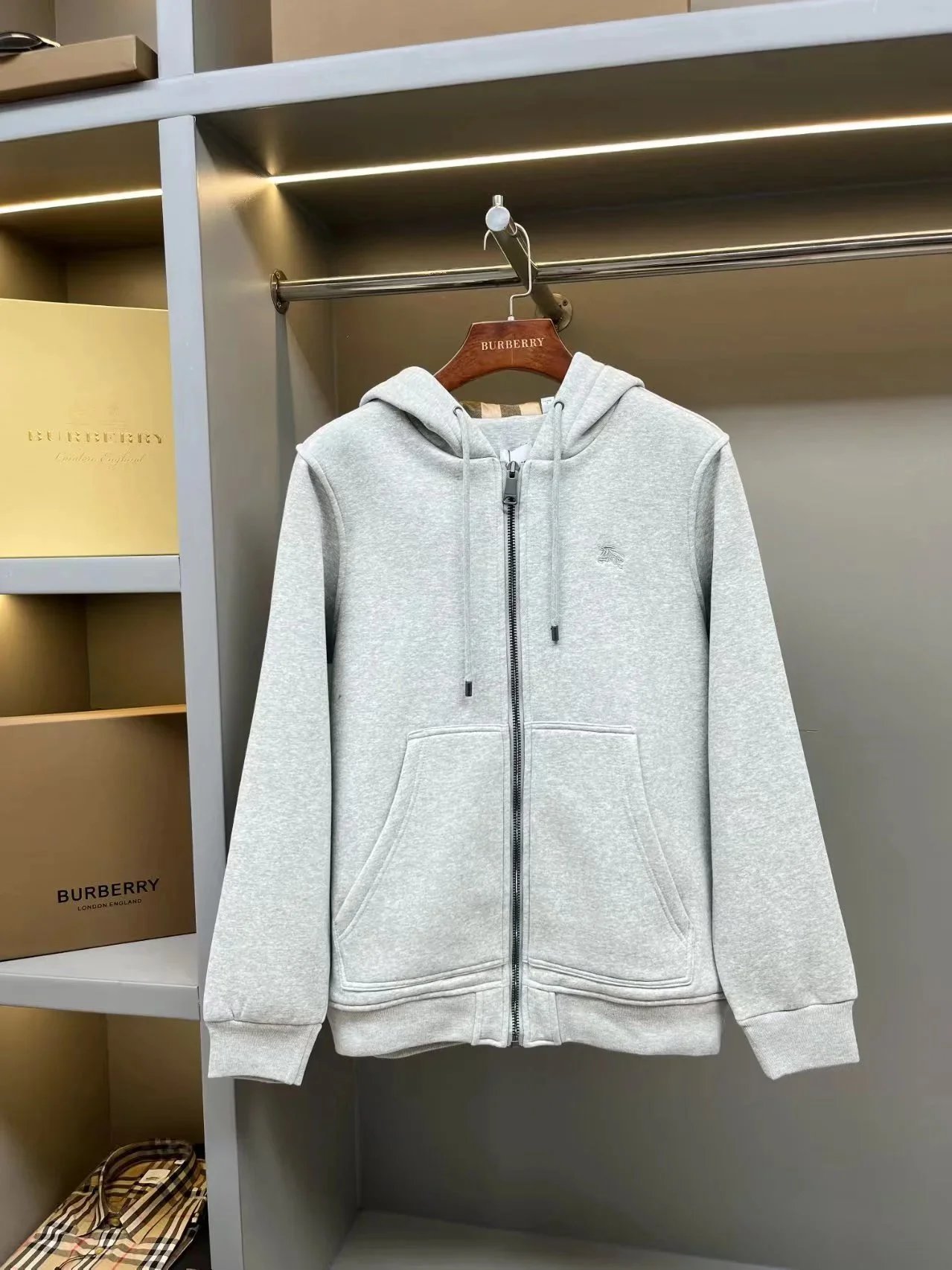Burberry Hoodies & Sweatshirts Check-lined zip-up hoodie — Zip-up hoodie -11