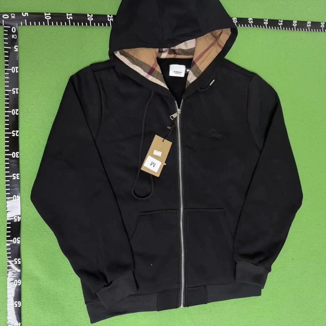 Burberry Hoodies & Sweatshirts Check-lined zip-up hoodie — New-Black (Interior Brown)