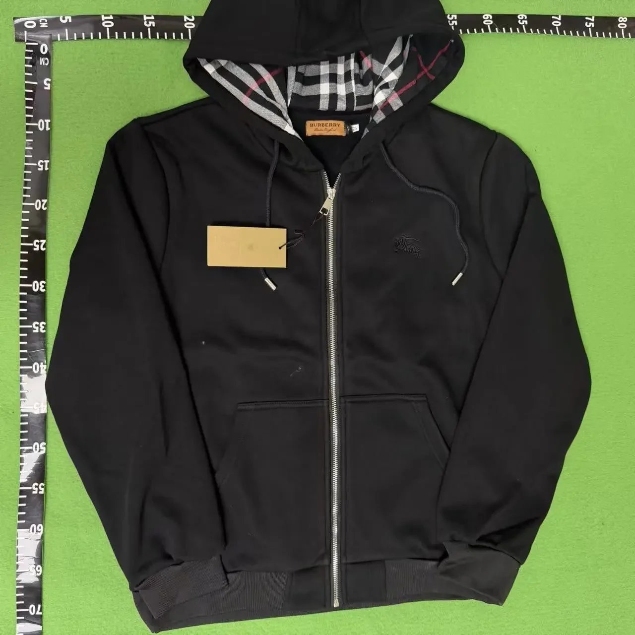 Burberry Hoodies & Sweatshirts Check-lined zip-up hoodie — New product-black (black and white inside)