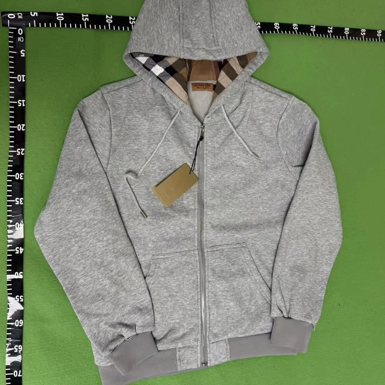 Burberry Hoodies & Sweatshirts Check-lined zip-up hoodie — New-Grey