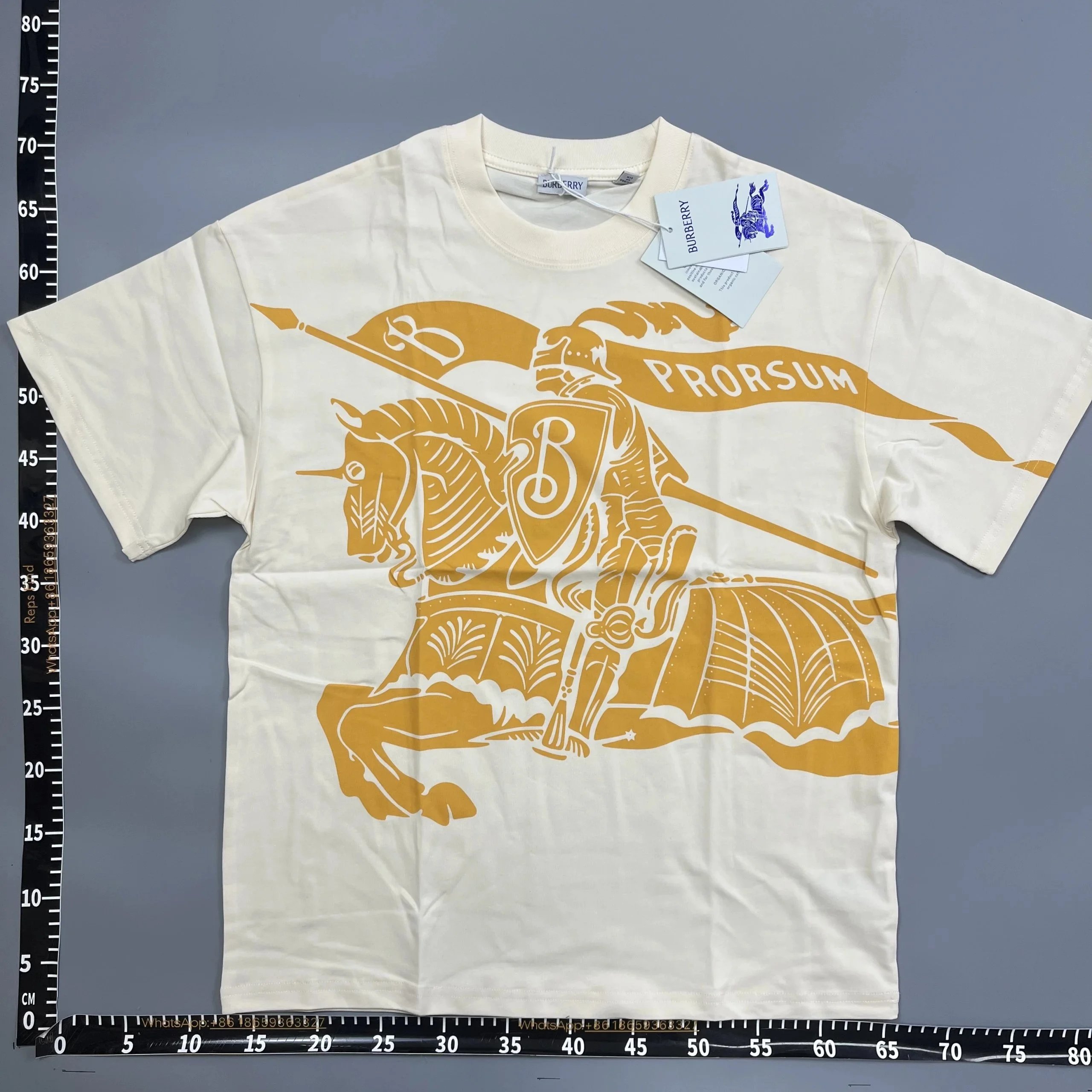 Burberry Carrick T-shirt Equestrian Knight Design Cream Orange