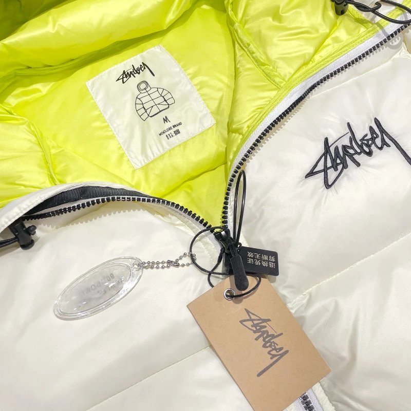 Stüssy x Moclose Puffer Jacket Off-White with Lime Green Lining Down-Jacket - 26