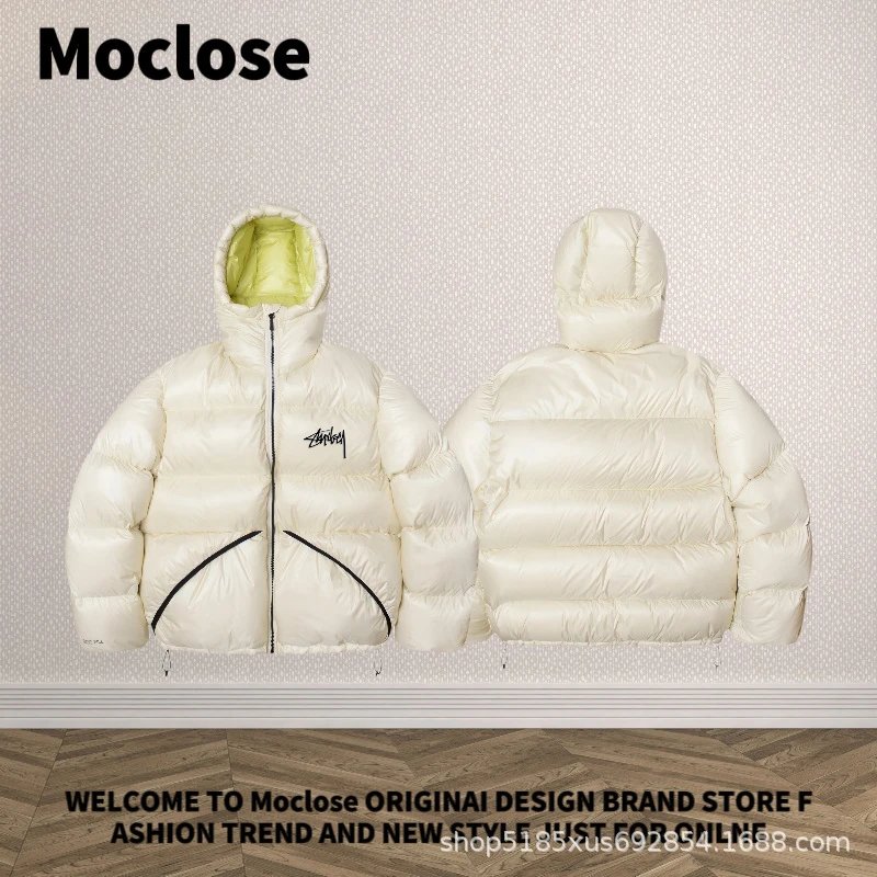 Stüssy x Moclose Puffer Jacket Off-White with Lime Green Lining Down-Jacket - 22