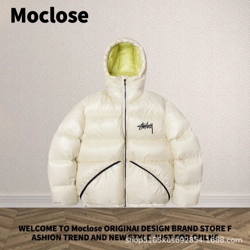 Stüssy x Moclose Puffer Jacket Off-White with Lime Green Lining Down-Jacket - 23