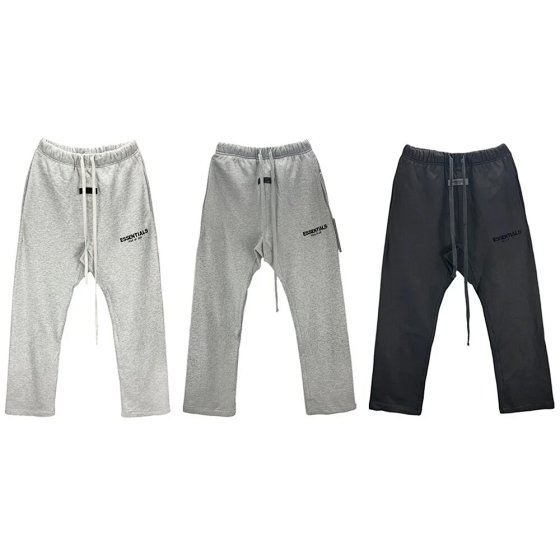 FOG ESSENTIALS Flocked Letter Straight Leg Casual Pants Unisex High Street Loose Minimalist Sweatpants Trendy