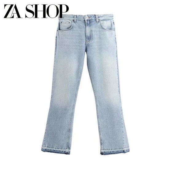 Summer New Men's American Washed Cotton Comfortable Casual Frayed Hem Flared Jeans 0840333