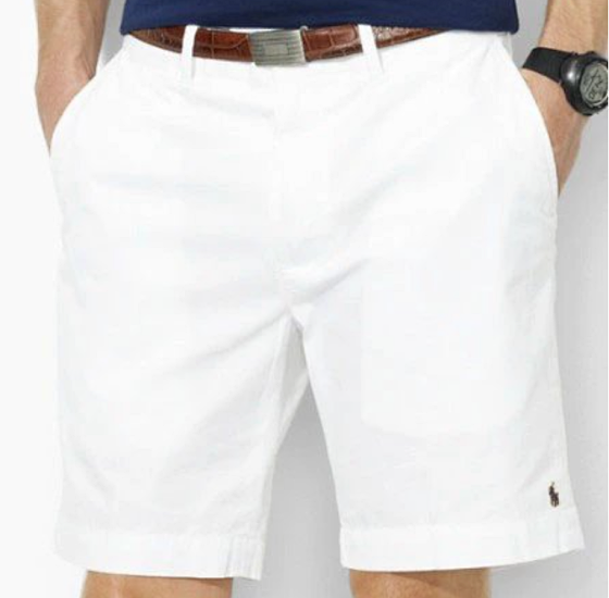 H-03 Men's Solid Color Ralph Lauren Style Shorts - Cotton Business Cargo 5-Pocket Golf Sports Beach Casual Pants - luca04