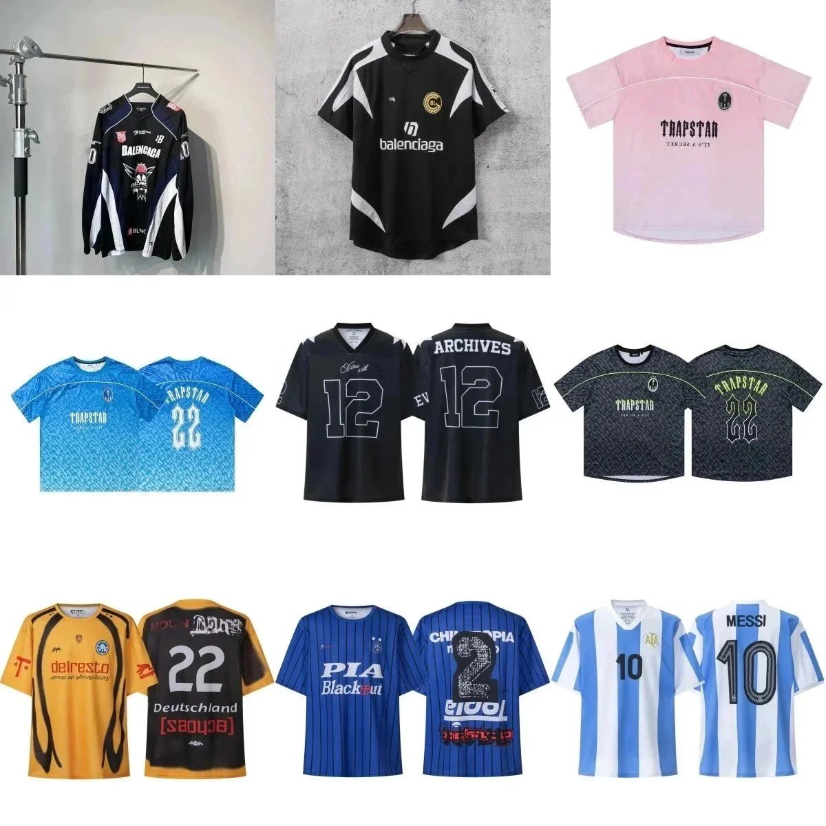 Balenciaga Football Jersey Black-White Geometric Pattern