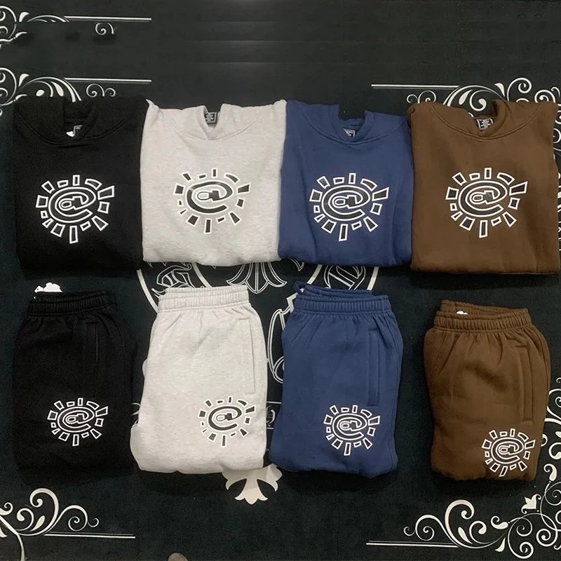 Cultura Sunburst Logo Hoodie and Jogger Set - Black/Grey/Blue/Brown