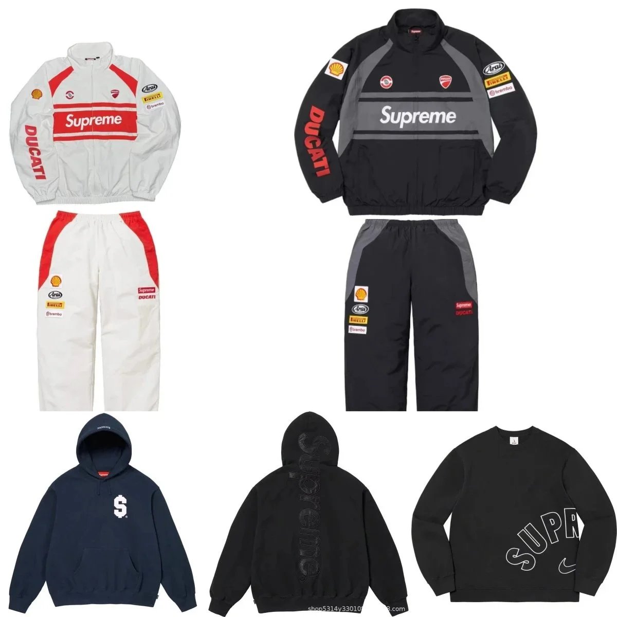 Supreme Ducati Racing Track Jacket and Pants Set White Red