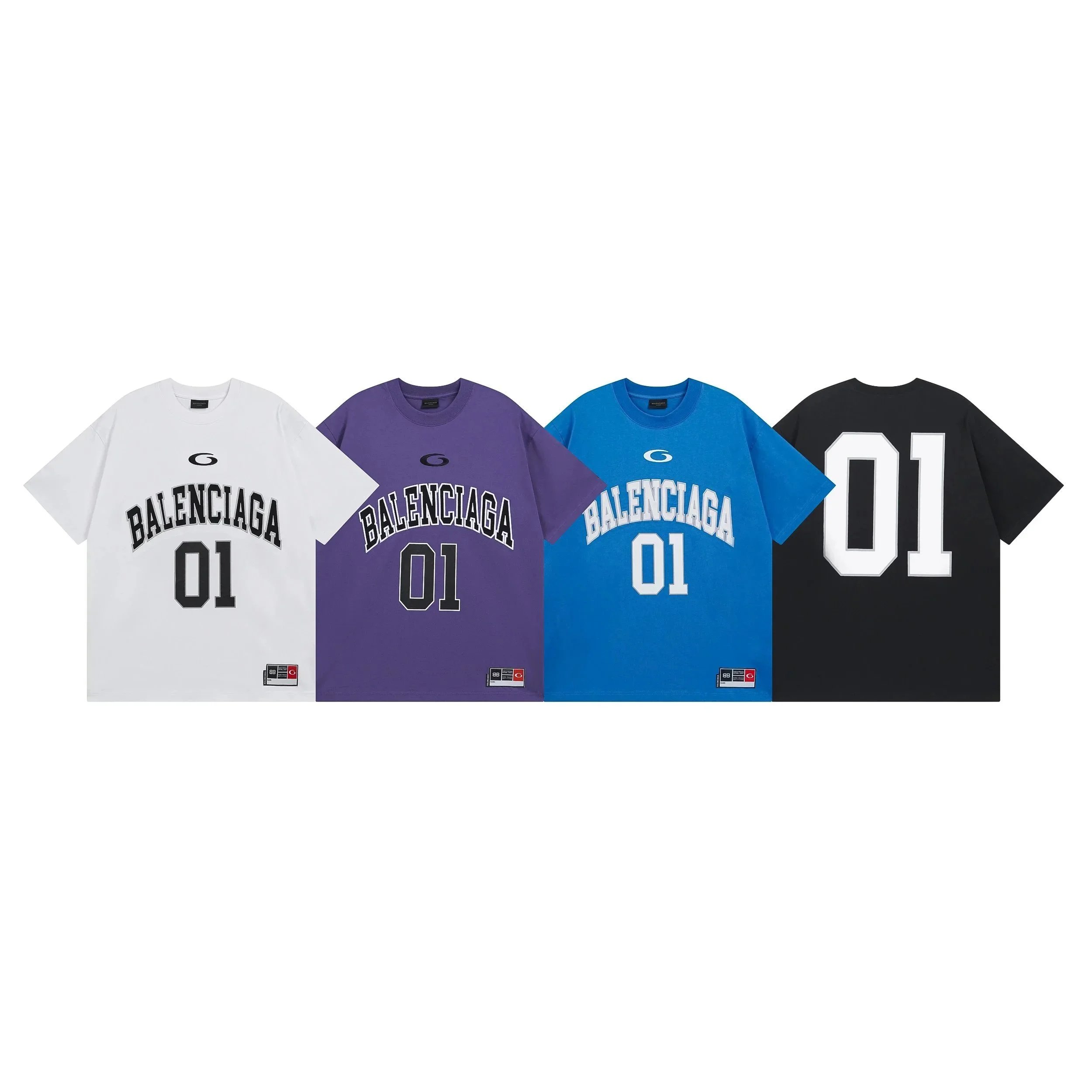 Balenciaga 01 Arch Logo Oversized T-Shirt - White Purple Blue Black - 197201
