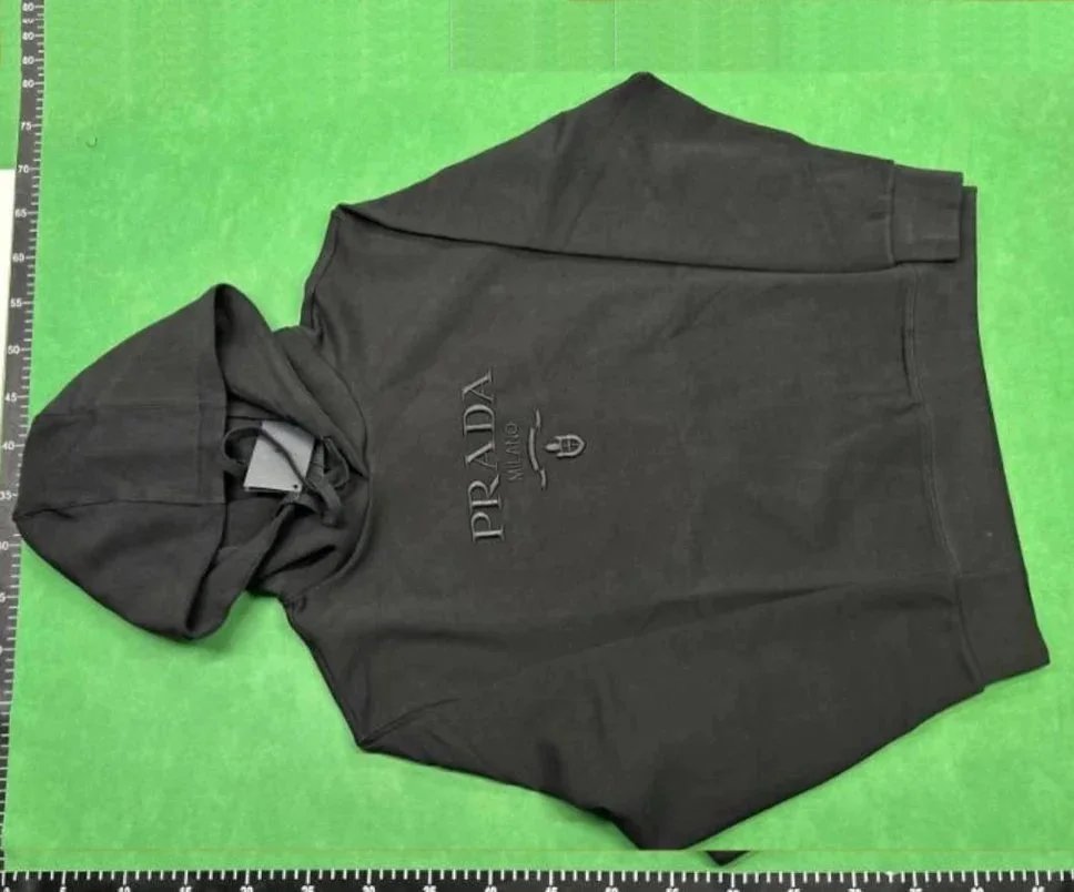 Prada Black Hoodie with Embossed Logo and Milano Shield - 197704