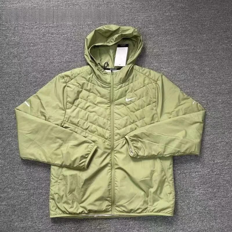 Nike Windrunner Hooded Jacket - Olive Green Quilted Design - 197520