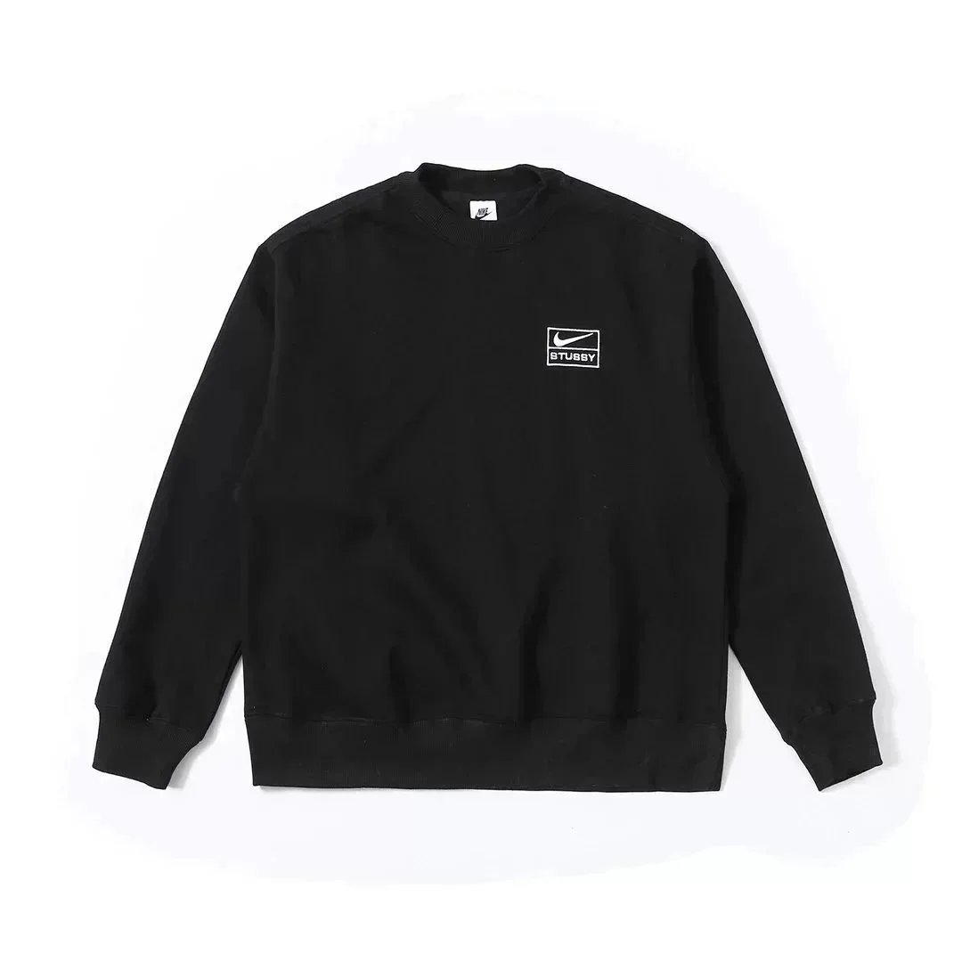 Nike x Stussy Black Crewneck Sweatshirt with Logo Patch - 197548
