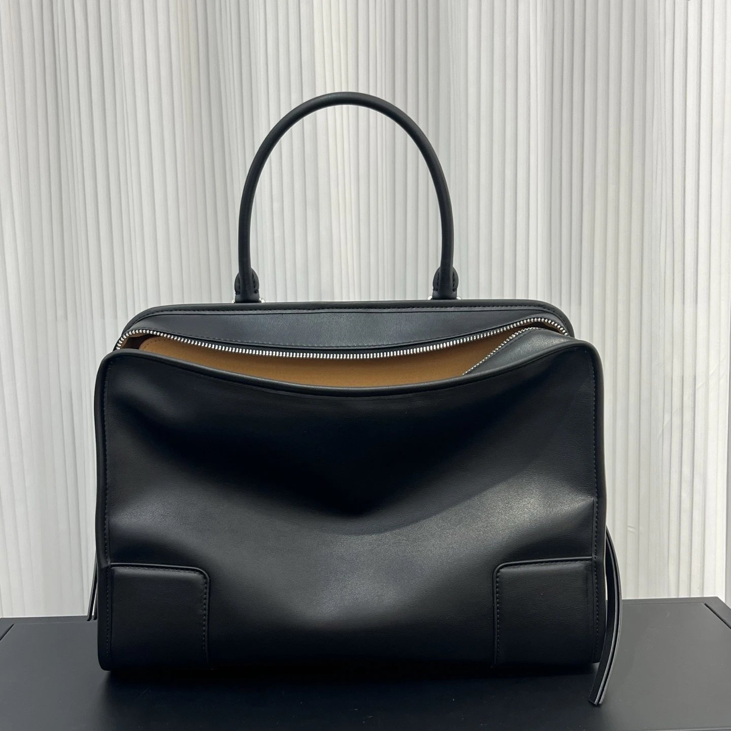 Leather Tote Bag Black Minimalist Style