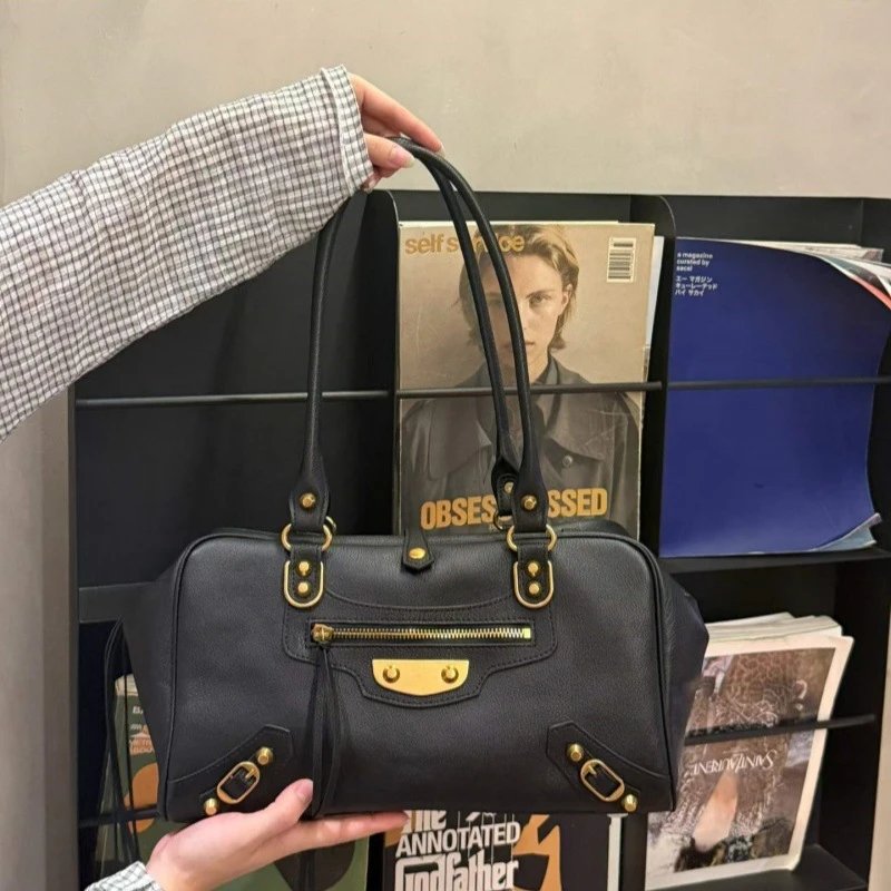 Leather Tote Bag Black Classic Handbag