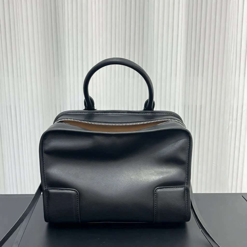 Leather Handbag Black Minimalist Tote Bag