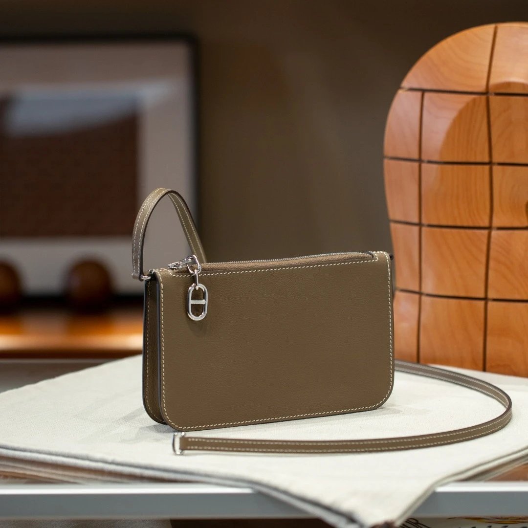 Leather Crossbody Bag Olive Green Minimalist Style
