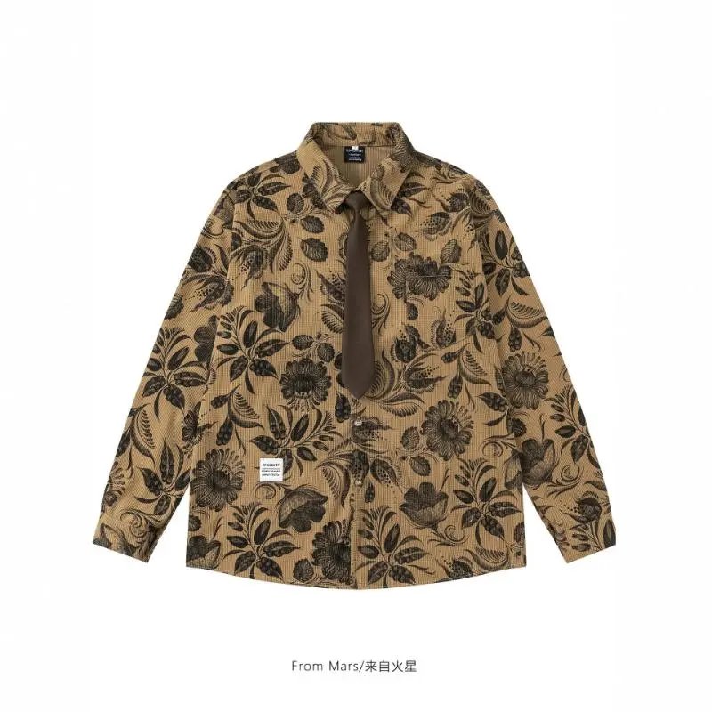 From Mars Floral Print Beige Casual Shirt