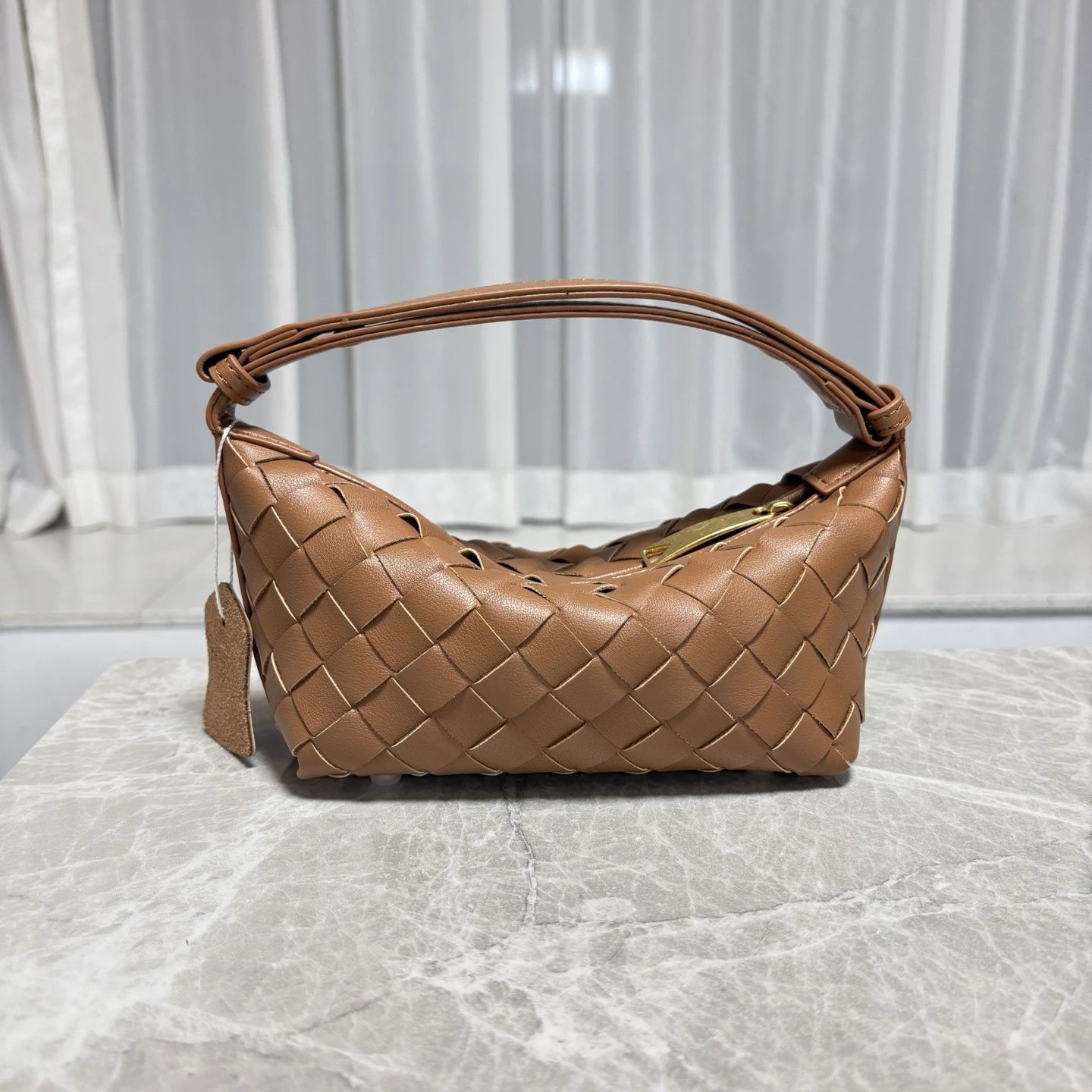 Woven Leather Tan Handbag