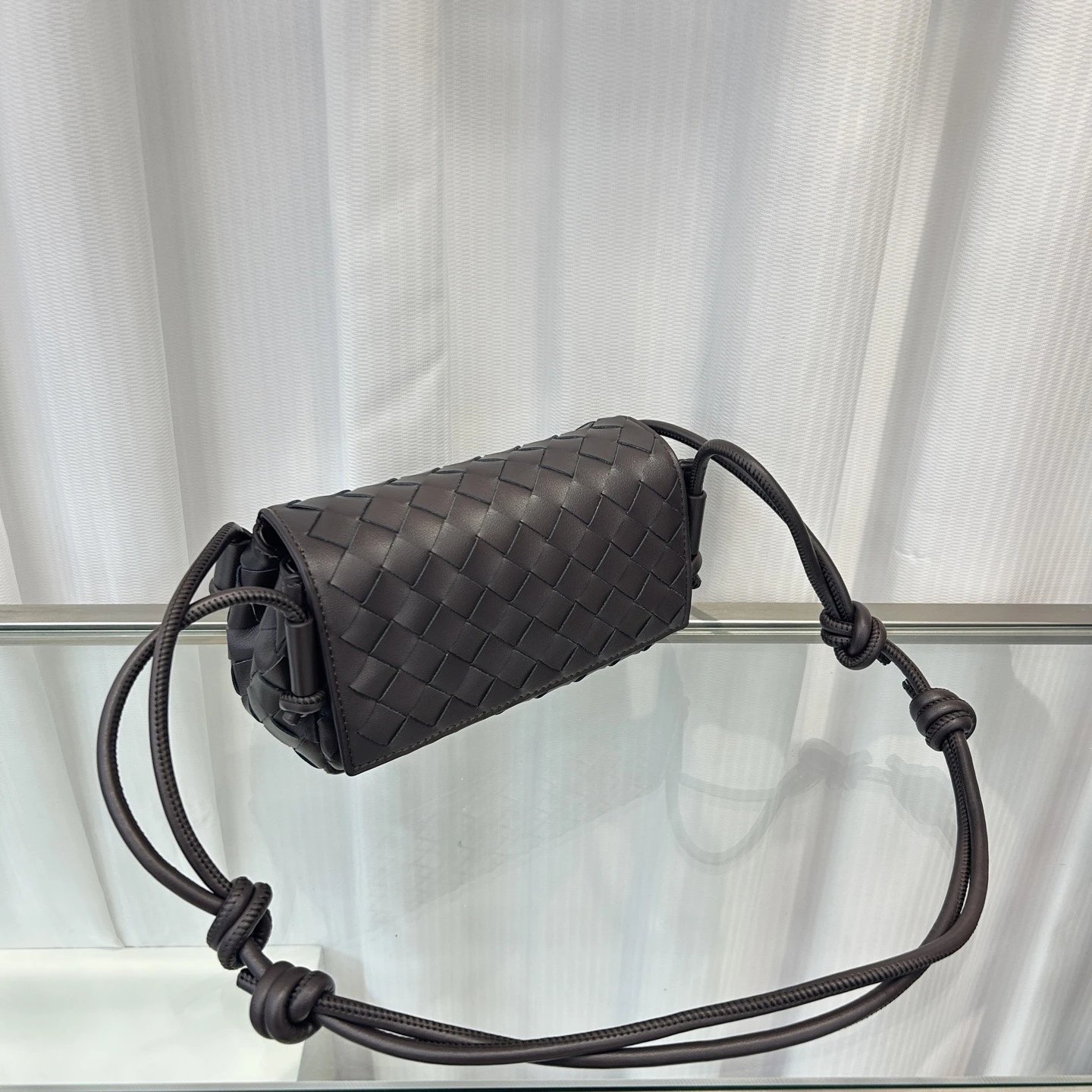 Woven Leather Black Crossbody Bag