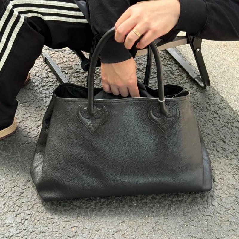 Leather Tote Bag Black Classic Style