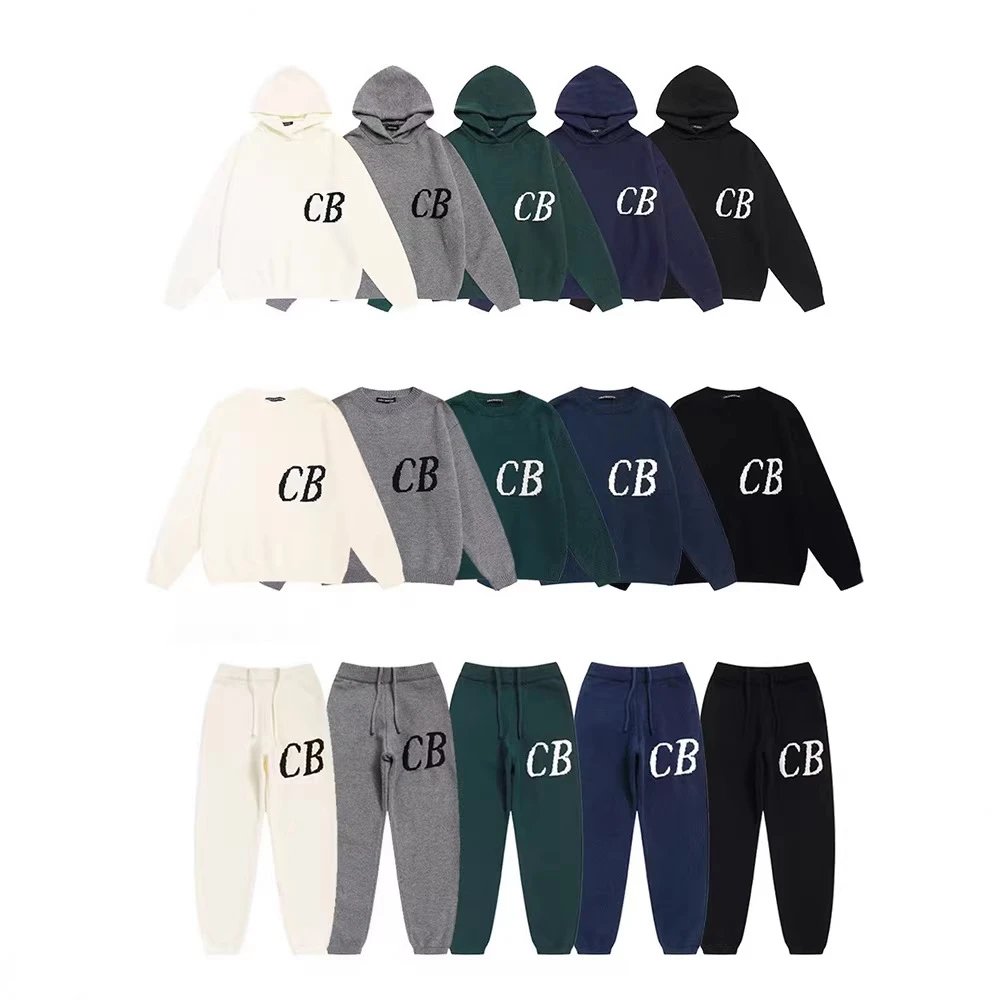 CB Logo Hoodie Set Cream Casual Sweatshirt