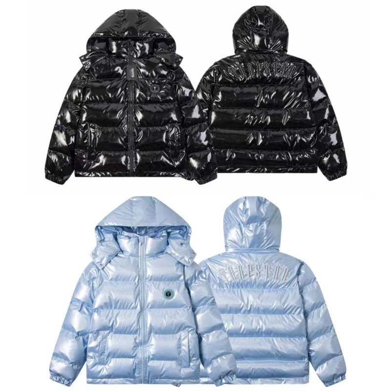 Unisex Puffer Jacket Black Glossy Winter Coat