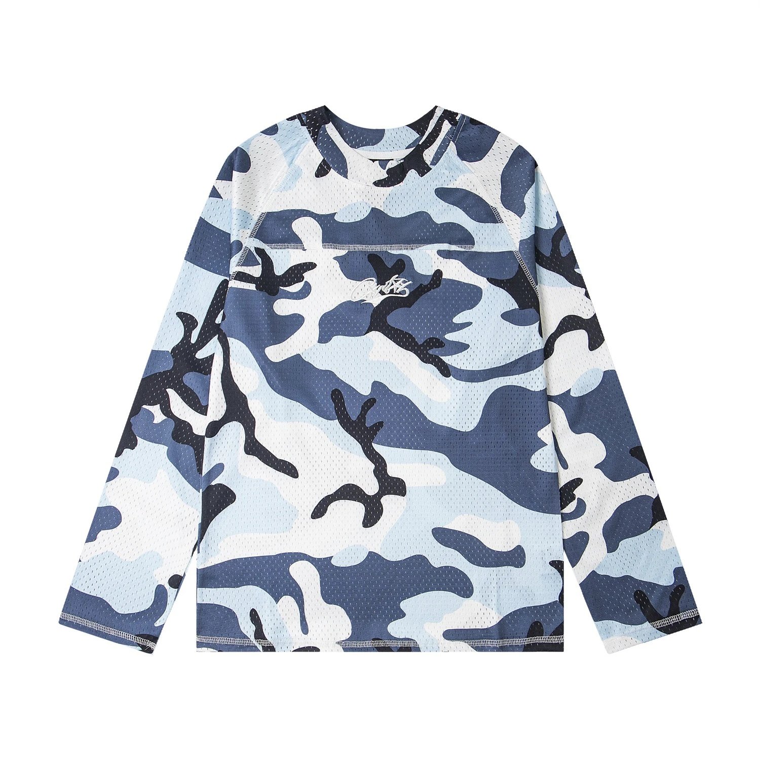 Trapstar T-Shirts Long-Sleeve Camouflage Mesh — Camouflage blue