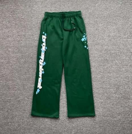 Broken Planet Trousers Fleece straight-leg with raised logo lettering — Green