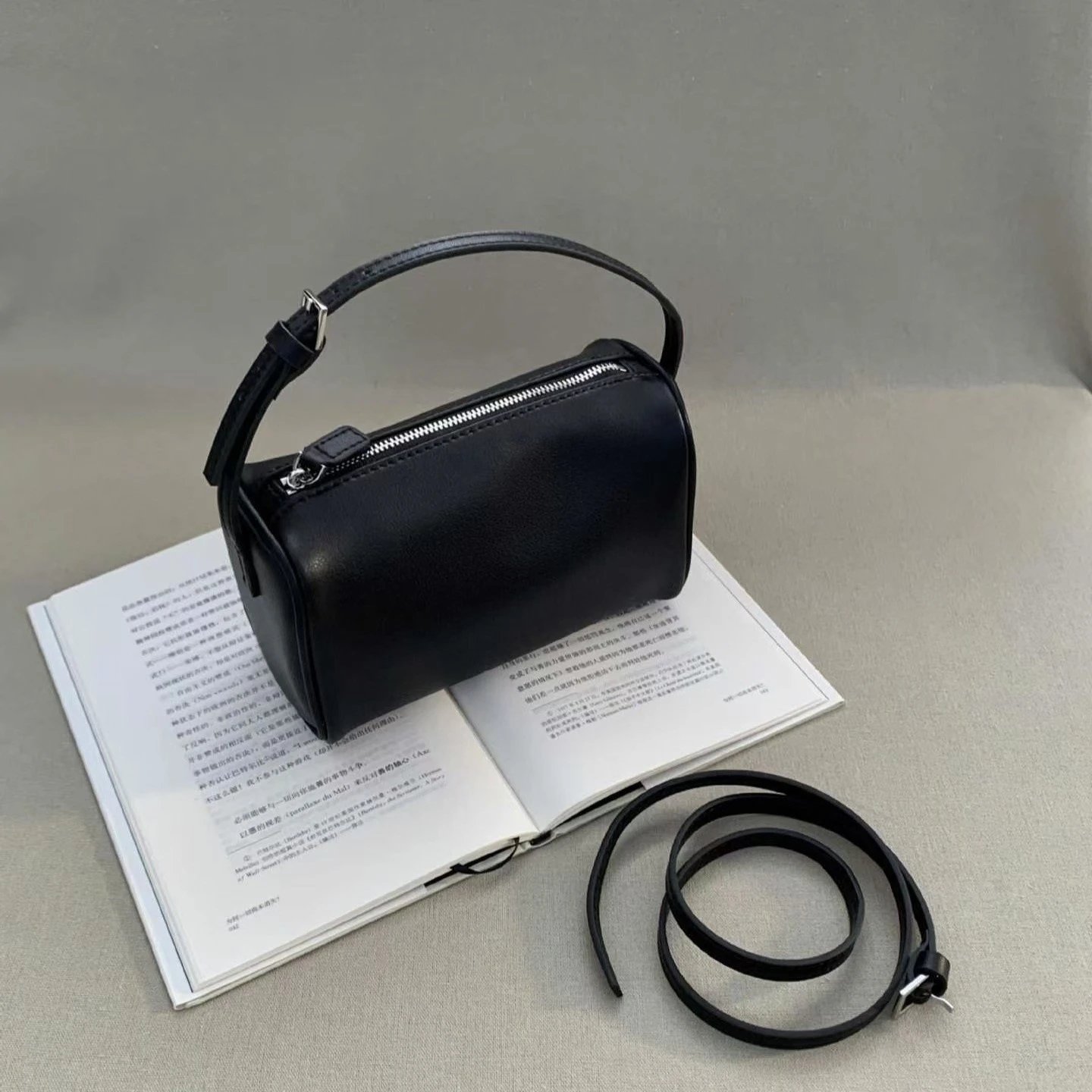 Leather Mini Bag Black Minimalist Handbag