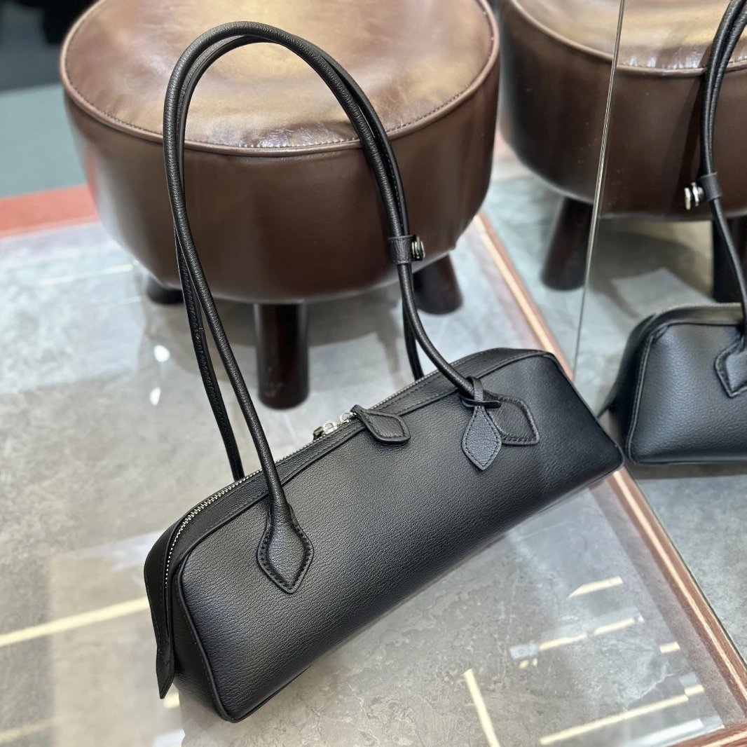 Leather Handbag Black Classic Tote Bag