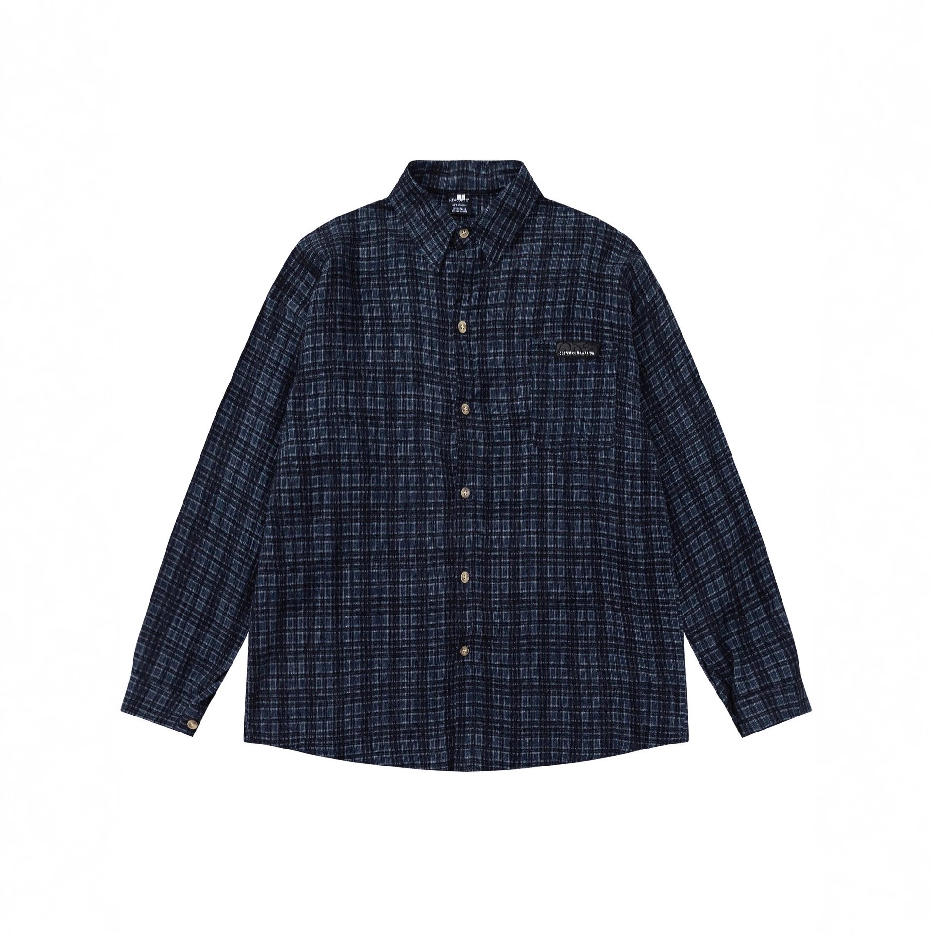RFAUSNITY Shirts Plaid Long-Sleeve Button-Up Shirt with Chest Pocket image 5
