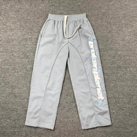 Broken Planet Trousers Drawstring straight-leg graphic — gray