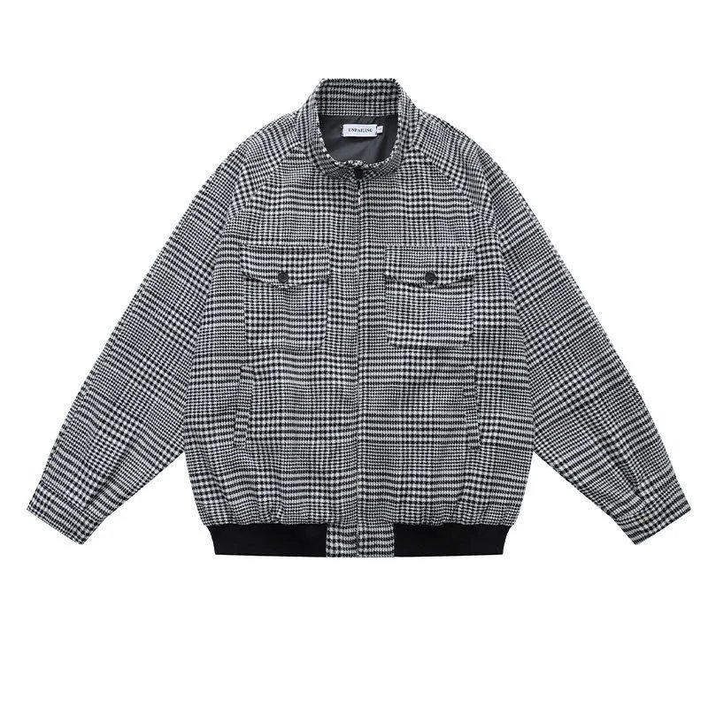 Unbranded Jackets Houndstooth zip-front jacket with flap chest pockets image 5